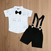 Crossing Arrows Bow Tie Shirt Shorts Suspender Set Baby Boy Toddler Boy Dress